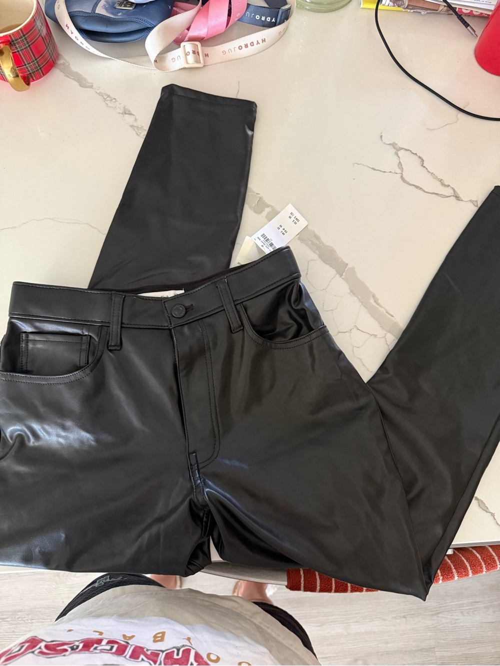 Abercrombie & Fitch Black High-Rise Faux Leather Pants